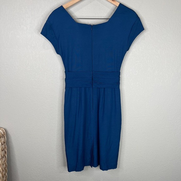 Reiss Women Tie Waist Asymmetrical Mini Dress 2 Navy Blue Capsule Classy Work - Picture 8 of 12